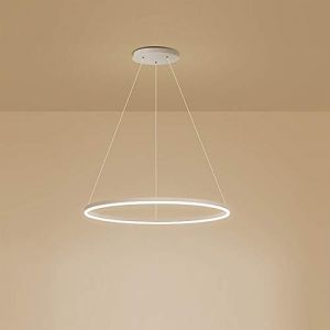 1 Lumière Cercle Unique Suspension Nordique Moderne Anneau Lustre Suspendu Réglable LED Lampe Suspendue Pour Salon Chambre à Coucher Salle à Manger,White+Warm White-40CM 25W (LiFeng Lighting, neuf)