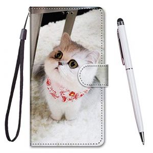 TOUCASA Coque pour iPhone XS,Housse iPhone X,Coque Cuir PU Portefeuille &agrave; Aimant Colourful Design Coque Rabat Portefeuille [Cr&eacute;atif Peint] &Eacute;tui pour iPhone XS/X (5,8 Pouces)-Chaton &eacute;charpe (Mltour-EU, neuf)