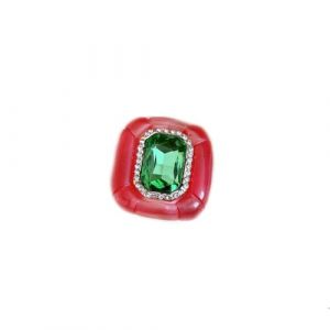 Bague en r&eacute;sine acrylique couleur bonbon, accessoires g&eacute;om&eacute;triques exag&eacute;r&eacute;s pour femme, bijoux &agrave; la main, style r&eacute;tro europ&eacute;en et am&eacute;ricain (rose vert) (YANMINGWENHUA, neuf)