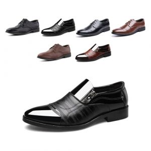 Hitmars Derby Homme Oxfords Chaussure Ville Brogues Lacets Mariage Dressing Chaussures Cuir Vernis Classique Soirée Costume Habillées G/XZ703 Noir 39 (Free Mobile OU, neuf)