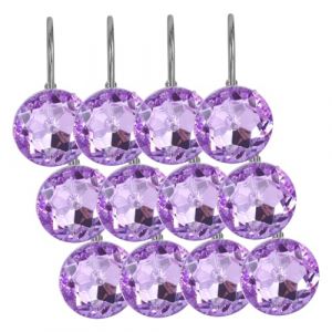 ERINGOGO 12 Pièces crochet de rideau de salle de bains rideaux tiges Titulaires avec crochets de rideau de décoratifs cintres de décoratifs Acrylique Violet,mauve (idbvd, neuf)