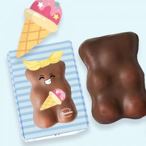 Ourson Guimauve XL | Guimauve Vanille enrobé de Chocolat Lait ou Noir | Anniversaire Remerciement Fête des Pères Plaisir d'offrir Saint Valentin Fête des Mères Pâques Noël (Glace, Chocolat Lait) (CHOCODIC Maître artisan chocolatier depuis 1995, neuf)