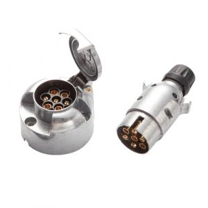 Feuunly Alliage d'aluminium Prise Remorque 7 Broches Male Femelle, 12V Étanche Prise Remorque Connecteur Standard Européenne - ISO 1724, pour Caravane Voiture RV Remorque Connecteur (Extrémité à Vis) (Feuunly, neuf)