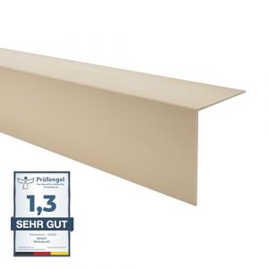 Quest Corni&egrave;re de protection des bords en PVC - Sans ruban adh&eacute;sif - Baguette de bordure et protection des coins - Profil&eacute; d'angle en corni&egrave;re - 50x50mm, 200cm, Beige (QuestProfile, neuf)