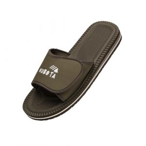 Kubota Claquettes à scratch Homme – Sandales été – Claquettes avec fermeture auto-agrippante – Chaussures pour piscine et plage – Chaussons – Kaki – 41 (Kubota Store, neuf)