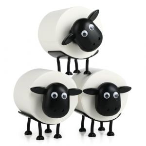 Lot de 3 Porte-Papier Toilette Mouton - Porte Papier Toilette Cr&eacute;atif 16 x 10 x 9 cm - Plastique - Compatible avec Rouleaux de 4 cm - Autoportant, Empilable - pour Salle de Bain, WC, Cadeau (Noir) (Dandestore, neuf)