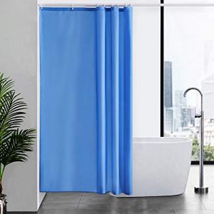 Furlinic Rideau Douche Long,Tissu Polyester,Lavable en Machine,Bleu,120 x 200 cm,Anti Moisissure,Lest&eacute;,Petit Rideaux de Bain avec 8 Crochets,pour Baignoire Angle,Imperm&eacute;able (newpower, neuf)