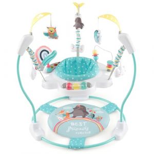 GOPLUS 3 en 1 Centre d'Activités Bébé, Trotteur avec Siège Réglable en Hauteur et Rotatif, Jumperoo Bébé avec Coussin, Boîte à Musique avec Lumières Jouet pour 6+ Mois, Charge 11KG (Bleu) (Augenstern24, neuf)