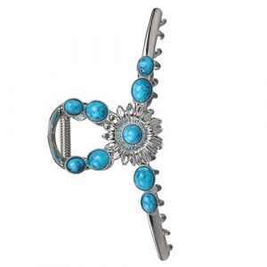 Pinces &agrave; cheveux en pierre pr&eacute;cieuse, pince &agrave; cheveux en pierre pr&eacute;cieuse bleue | &Eacute;pingle &agrave; cheveux en forme de fleur bleue simul&eacute;e | Chapeau antid&eacute;rapant avec motif floral vintage pour les spectacles (abola, neuf)