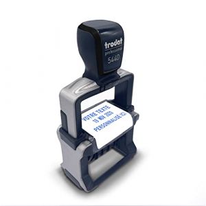 Tampon encreur dateur personnalisable avec votre propre texte - Trodat Professional Line 5440 - Dimension : 48 x 27 mm - 2 + 2 lignes de texte maximum - Date modifiable 4mm - Encre bleue incluse (tampons-bureau, neuf)