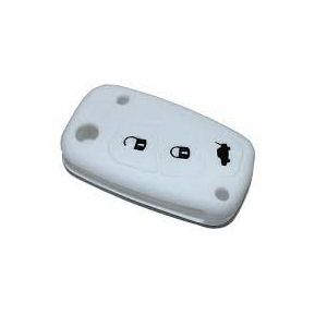 Coque de Cl&eacute; Compatible avec Fiat Panda, Grande Punto, Idea, Ducato, Dobl&ograve;, Lancia Ypsilon, Musa - Silicone Doux - 3 Boutons - Porte-cl&eacute;s - Protection T&eacute;l&eacute;commande Auto (Blanc) (Car_Passion2013, neuf)
