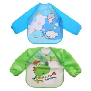 Bavoir Etanche &agrave; Manchs Longue, 2 Articles Bavoir manches longues bebe, Tablier Bavoir BebeTablier d'Alimentation de Jeu, Peinture, Bavoir Imperm&eacute;able Unisexe pour B&eacute;b&eacute; de 6 mois &agrave; 3 ans (ANETTEE GLOBALISS, neuf)