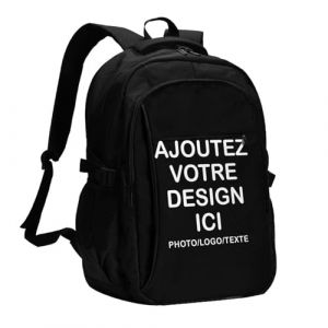 Sac &agrave; dos personnalisable &ndash; personnalis&eacute;e Avec Photo Texte Image ou logo &ndash; personnalis&eacute; sac a dos l&eacute;ger pour &eacute;tudiants, voyages, camping & rentr&eacute;e scolaire (custom your idea, neuf)
