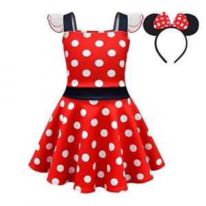 Lito Angels Deguisement Robe Minnie Mouse avec Oreilles de Souris Serre-tete pour Enfant Filles Taille 18-24 mois (étiquette en tissu 100), A - Pois Rouges (Lito Angels FR, neuf)