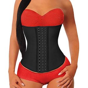 YIANNA Femme Gaine Amincissante Ventre Plat Latex Corset Minceur Waist Trainer Sport Body Gainant Serre Taille Bustier Noir U37G XL (YIANNA Direct, neuf)