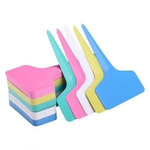 GWHOLE Etiquette Jardin T-Type 100 Pcs Etiquette Potager pour Potager Exterieur en Plastique &Eacute;tiquette Semis avec Marqueur Noir pour Fleur L&eacute;gumes Graine Jardin P&eacute;pini&egrave;re (Cinq Couleurs) (FDSJGDIFOIH, neuf)