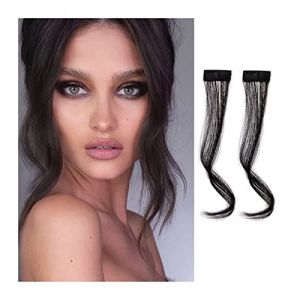 Fausse frange 2 pièces/ensemble frange de cheveux synthétiques pince sur la frange latérale avant Extensions de cheveux bouclés ondulés 30/35 CM longue barbe de Dragon naturelle frange postiche for le (xjbouzhou, neuf)