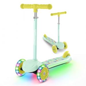 BremToy Trottinette Enfant 3 Ans, Trottinette Enfant avec Plateau Lumineux et Roues LED PU, Hauteur R&eacute;glable sur 4 Niveaux, Freinage R&eacute;actif, L&eacute;g&egrave;re, pour D&eacute;butants de 3 &agrave; 8 Ans (EU FAN Plus, neuf)