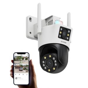 ZOSI C298 Cam&eacute;ra de vid&eacute;osurveillance WiFi 4 MP pour l'ext&eacute;rieur, Double Objectif Double Vue, cam&eacute;ra de s&eacute;curit&eacute; sans Fil, Vision Nocturne en Couleur, Suivi Automatique, d&eacute;tection Personne/v&eacute;hicule (Security Camera Home, neuf)
