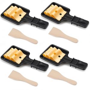 Mini Ensemble de 4 Po&ecirc;Les &agrave; Raclette au Fromage, Po&ecirc;Lons Carr&eacute;S, Avec 4 Spatules en Bois pour la Grille &eacute;Lectrique Universelle, Adapt&eacute; pour Griller du Fromage, des &oelig;ufs (TROLLEYPOP, neuf)