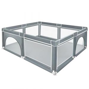 XUANYU Parc B&eacute;b&eacute; Rectangulaire avec Barri&egrave;res et Porte, Parcs de Jeux Pliable en Tissu Oxford, Centre d'activit&eacute;s B&eacute;b&eacute;, Parc Enfant pour Int&eacute;rieur/Ext&eacute;rieur (Gris 180 x 150 x 66 cm) (XUASHW, neuf)