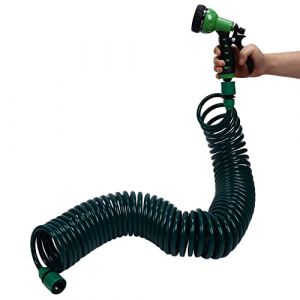 Tuyau D'arrosage en Spirale Tuyau D'arrosage &agrave; Enroulement Automatique Tuyau D'arrosage &agrave; Recul EVA avec Arroseur, Tube &agrave; Ressort T&eacute;lescopique de 15 M/49,2 Pieds pour Arroser la (Letaer, neuf)