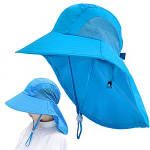 Enfants Chapeau de Soleil avec Large Bord 5-13 ans Fille Gar&ccedil;on Chapeau de Cou Protection Anti-UV Chapeau Bonnet UPF50+ Et&eacute; Casquette de Visi&egrave;re Respirant S&eacute;chage Rapide Chapeau de Plage Cyclisme (CYS-Direct, neuf)
