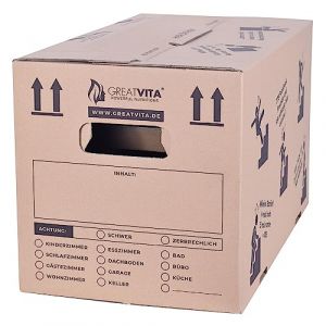 Lot de 10 cartons de déménagement, pour livres, dossiers, 600 x 330 x 350 mm, double cannelure, extra larges et stables jusqu'à 40 kg, en papier recyclé et réutilisables, grands cartons d'emballage (mituso, neuf)