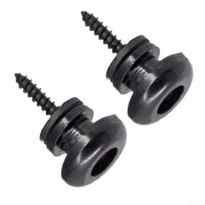 Lot de 2 boutons de verrouillage de sangle de guitare - Fixation sécurisée - Remplace les chevilles originales folk et basses électriques - 14,8 x 9,7 mm - Noir (Sellwellmall, neuf)