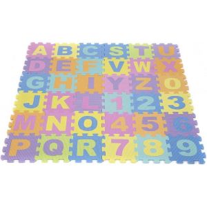 Puzzle Tapis Mousse B&eacute;b&eacute;,36 Pi&egrave;ces,Tapis de Jeu pour Enfants, en EVA Antid&eacute;rapant, Non Toxique, avec Lettres et Chiffres, Certifi&eacute; CE, Multicolore (36 pi&egrave;ces (Couleur)) (Hechheu, neuf)