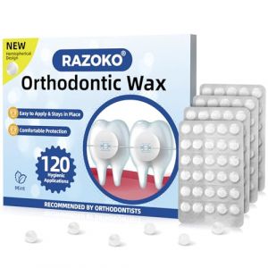 RAZOKO Cire orthodontique pour appareils dentaires - 120 points de cire - Emballage hygiénique individuel - Cire dentaire - Menthe (Youstrum, neuf)