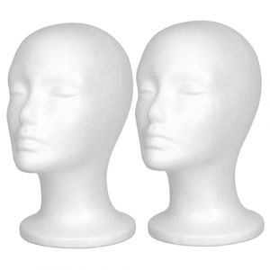Tête de perruque 2pcs, tête de polystyrène lisse réaliste avec fond non glip (Alinglin, neuf)