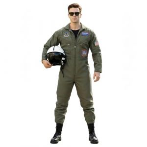 CoolChange Costume de pilote de combat Maverick | Combinaison d'aviateur vert olive | Taille : S (QS**, neuf)