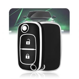 LELNOOS Coque Cl&eacute; Voiture, Silicone &Eacute;tui Cle Etui Clef Protecteur Cache Cles pour Renault Clio Twingo Kangoo Trafic Megane Modus Captur Master Express Wind Fluence Smart Forfour Fortwo 453, 2 Boutons (LELNOOS, neuf)