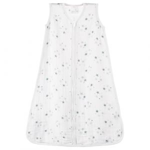 aden + anais - Gigoteuse Légère pour Bébé, Turbulette d'Eté en Mousseline 100% Coton, Adaptée pour les Bébés, 1.0 TOG, Garçon et Fille, de 18-36 Mois, Blanc et Gris (Kooltrade Ltd, neuf)