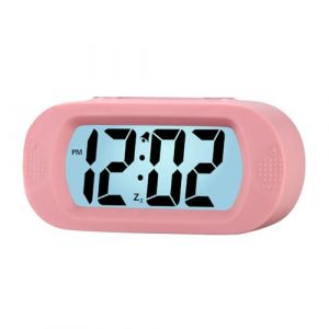 Plumeet Réveil électronique, Alarm Réveil Matin avec Grand écran LCD, Fonction Snooze, avec Veilleuse, Alimenté par Batterie, Convient Aux Alarmes de Voyage et de Chevet (Rose Clair) (VoolanDirect EU, neuf)