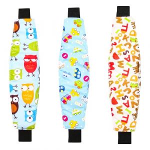 3 PCS Cale-Tête Enfant Voiture, Bandeau Voiture Pour Enfant, Sangles Appui-Tête Réglables et Confortables, Cale-Têtes pour Sièges Auto Bébé et Poussette, Accessoire Sommeil Sécurisé (WanBoRanWan, neuf)