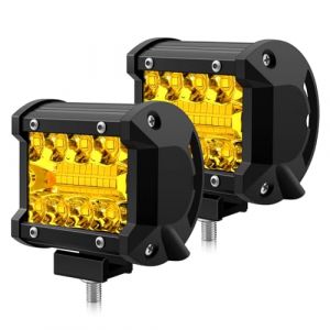 WinPower Phare de Travail LED Barre Rampe 12W Feux de Brouillard Offroad Phare Longue Port&eacute;e Spot Flash LED Voiture Jaune pour Tracteur Camion Voiture Truck, etc., 2 Pi&egrave;ces (DZG2018, neuf)