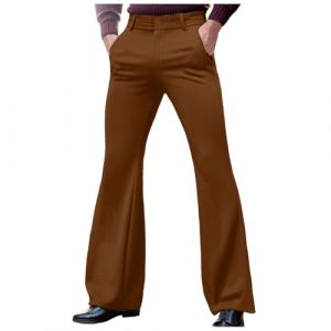 Nlaayong Disco Pantalon &Agrave; Pattes D'&eacute;l&eacute;phant Homme Ann&eacute;es 60, D&eacute;guisement Pantalon &eacute;vas&eacute; Slim des Ann&eacute;es 70, Carnaval Pantalon Cargo Homme Casual Coupe Ajust&eacute;e (NIyong, neuf)