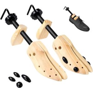 Nicoone Embauchoir Chaussures Unisexe,2PCS Civière Chaussures en Bois de Pins avec 4 Coussinets,Largeur et Longueur Réglable (38-41) (Dibrgreat, neuf)