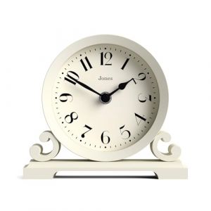 JONES CLOCKS&reg; Saloon Horloge de chemin&eacute;e I Design &agrave; Double Volute Traditionnel I Cr&egrave;me p&acirc;le I Style Classique Contemporain pour Bureau, Table, &eacute;tag&egrave;re ou Chevet (Newgate World Ltd, neuf)