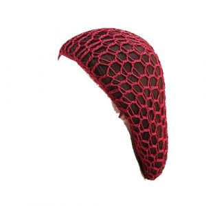 AMateschitz Lot de 2 filets &agrave; cheveux en maille au crochet pour femme - Bonnet tubulaire tricot&eacute; - Bonnet de sommeil pour femme, bordeaux, taille unique (ZDMYS, neuf)