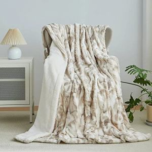 Wajade Couverture Plaid Polaire Canape Super Chaude, Marbre Fausse Fourrure Haute Qualité, Poil Douce, Ultra Duveteuse et Confortable,160 x 200 cm (Wajade FR, neuf)
