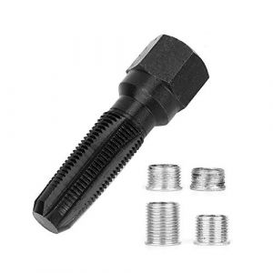 Outil de réparation de filetage de bougie d'allumage, kit de refiletage en acier au carbone M14 * 1,25, outil de réparation de filetage de cylindre d'alésoir de 14 mm avec 4 inserts filetés pour le re (Vasting, neuf)