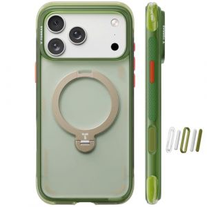 TORRAS Ostand Q3 Air Coque pour iPhone 17 Pro [Stand magn&eacute;tique Rotatif 360&deg;] [Airbags de Protection dynamiques] [Contr&ocirc;le de l'appareil Photo] [Style Antichoc] iphone 17 Pro Coque, Vert de No&euml;l (TORRAS Direct, neuf)