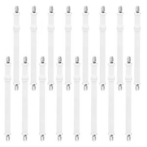 HAOYULUO 16 Pièces Tendeur Drap Housse,Tendeurs de Draps Réglables(30-100CM),Peut être Utilisé pour Lisser Les Planches à Repasser, Les Canapés et Les Fixations de Draps (Blanc) (STORE FABIO GIACOMO S.R.L., neuf)