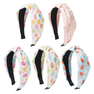 Bandeaux de Pâques pour femme | Large nœud supérieur Happy Easter Bandeau avec imprimé œuf de lapin, accessoires de cheveux de printemps pour femme, one size, Zinc, Sans pierre précieuse (Lyuting, neuf)