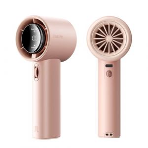 JISULIFE Ventilateur Portable &agrave; Main,Mini Ventilateur Turbo R&eacute;glable en Vitesse(de 1 &agrave; 100),Batterie Rechargeable de 3600mAh,Affichage Num&eacute;rique,pour Femmes Hommes Voyage/Camping/Ext&eacute;rieur-Rose (JISULIFE-EU, neuf)