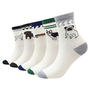 Cansok Lot de 5 paires de chaussettes fantaisie pour Homme Motif teckel Bouledogue Dalmatiens Carlin Chien en peluche chien (Kaiyi Store, neuf)