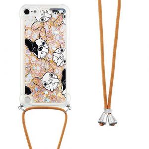 Collier Coque pour iPod Touch 5 / iPod Touch 6,Glitter Paillette Brillante Quicksands Liquide Transparente Silicone TPU Case Housse avec Cordon Collier Tour de Cou pour iPod Touch 5,YB GS Dog (LEMAXELERS, neuf)